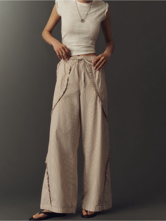 Pilcro Pants - Pilcro Ruffle Easy Wide-Leg Pull-On Pants